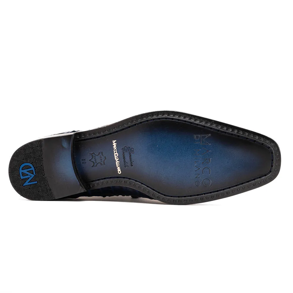 Marco Di Milano Apricena in Midnight Caiman Crocodile Derby Dress Shoes