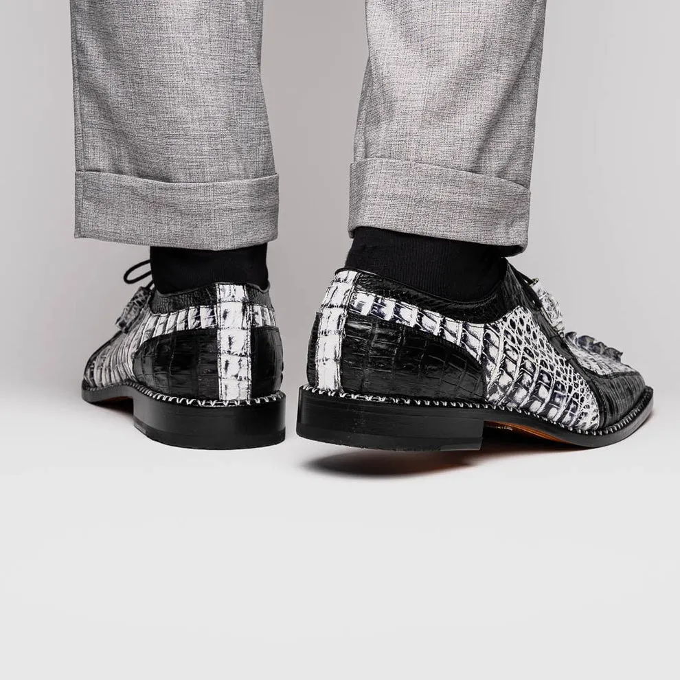 Marco Di Milano Caribe Black Caiman Crocodile Tail Dress Shoes