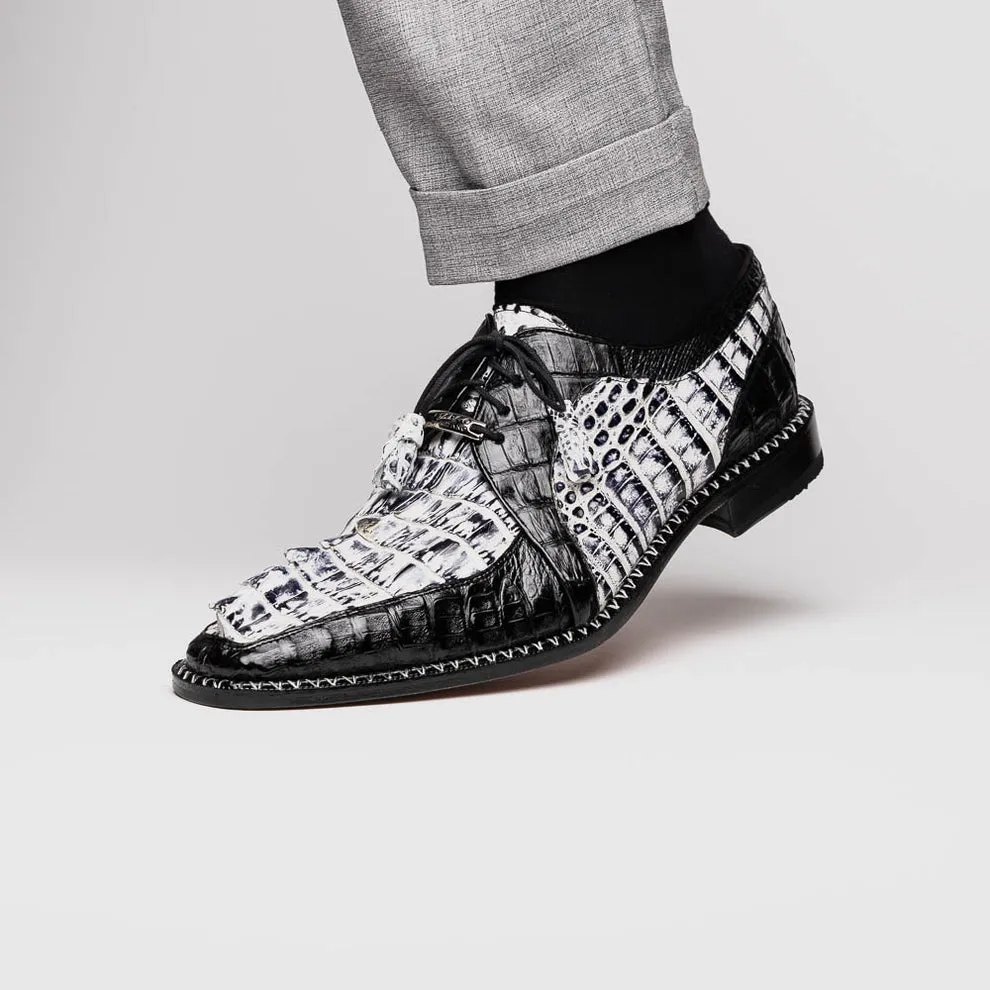 Marco Di Milano Caribe Black Caiman Crocodile Tail Dress Shoes