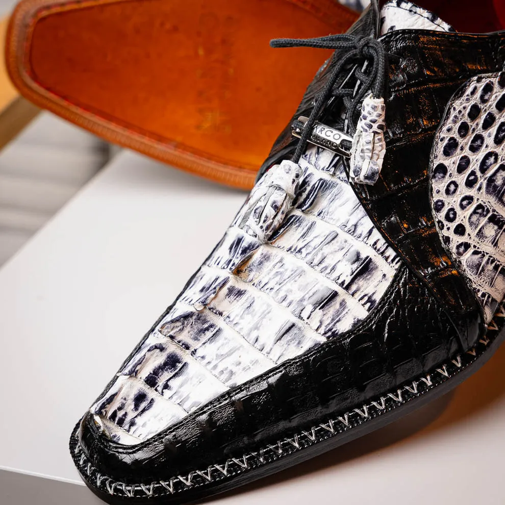 Marco Di Milano Caribe Black Caiman Crocodile Tail Dress Shoes