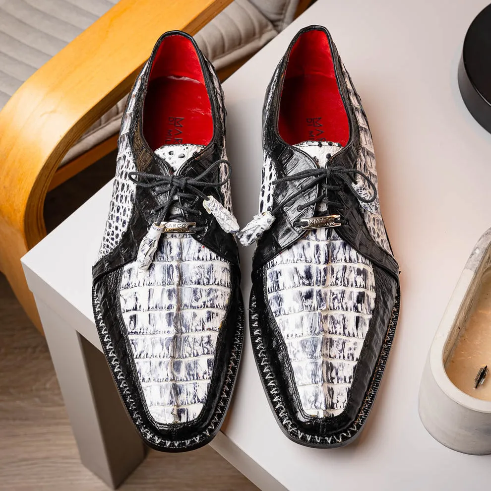 Marco Di Milano Caribe Black Caiman Crocodile Tail Dress Shoes