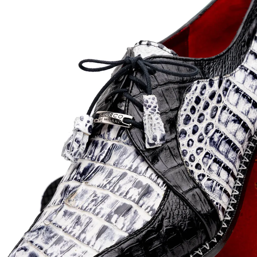 Marco Di Milano Caribe Black Caiman Crocodile Tail Dress Shoes