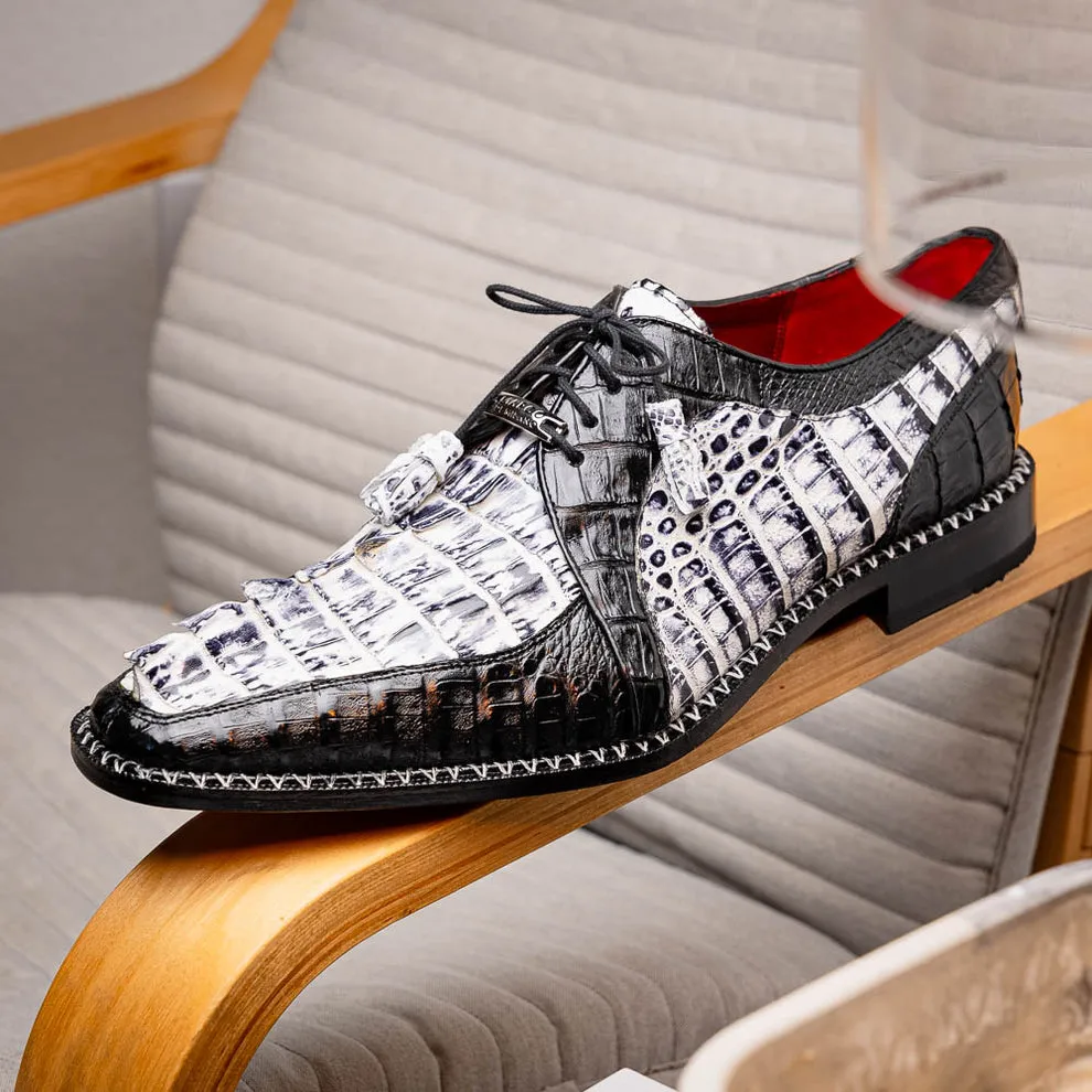 Marco Di Milano Caribe Black Caiman Crocodile Tail Dress Shoes