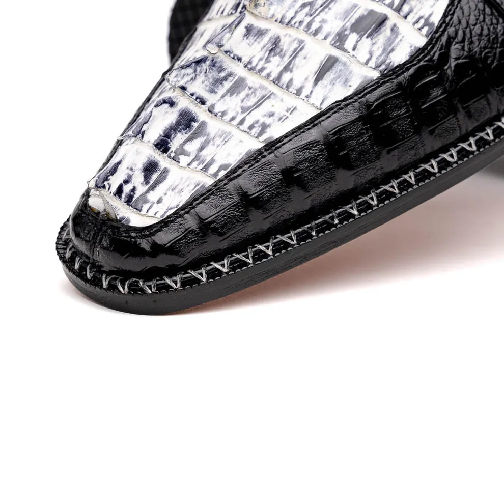 Marco Di Milano Caribe Black Caiman Crocodile Tail Dress Shoes