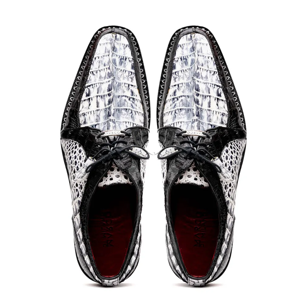 Marco Di Milano Caribe Black Caiman Crocodile Tail Dress Shoes
