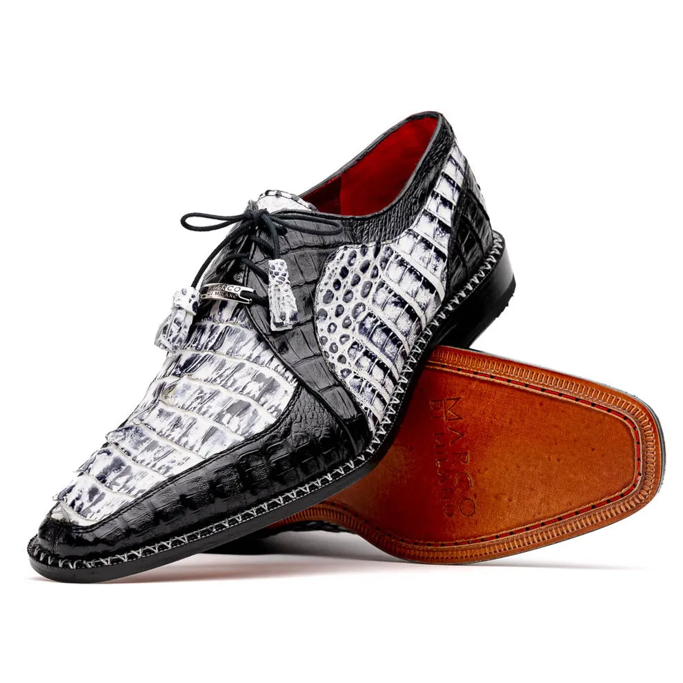 Marco Di Milano Caribe Black Caiman Crocodile Tail Dress Shoes