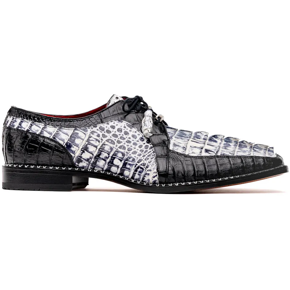 Marco Di Milano Caribe Black Caiman Crocodile Tail Dress Shoes