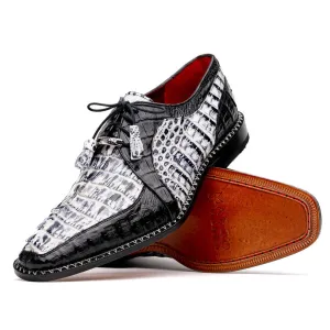Marco Di Milano Caribe Black Caiman Crocodile Tail Dress Shoes