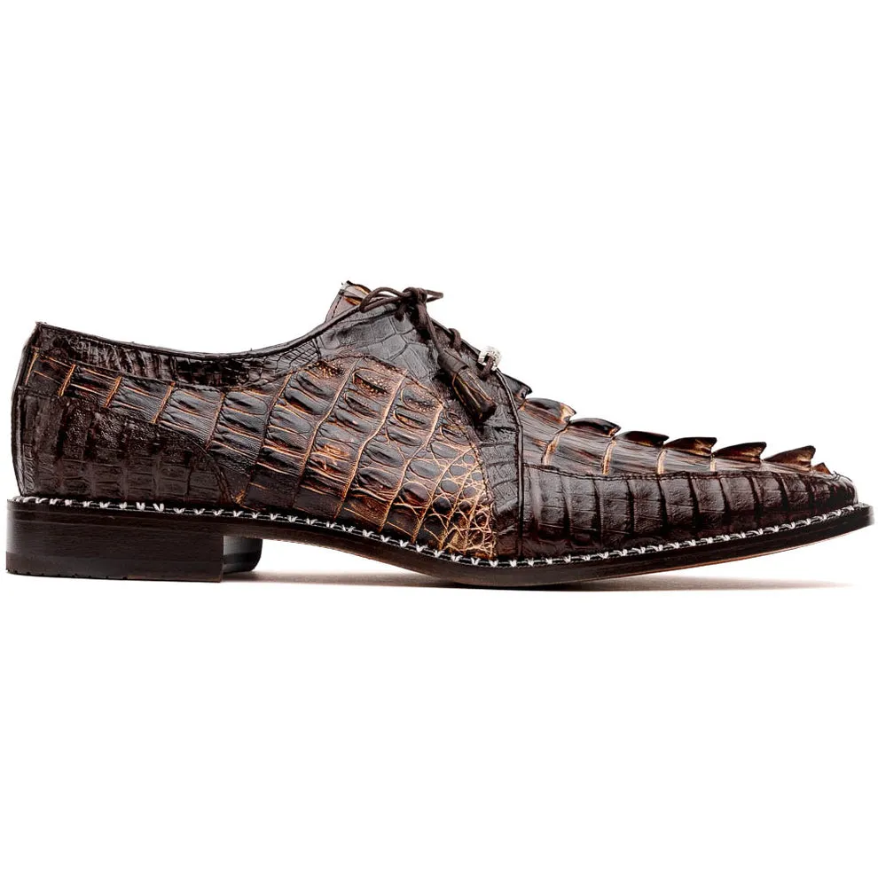 Marco Di Milano Caribe Brown Caiman Crocodile Tail Dress Shoes