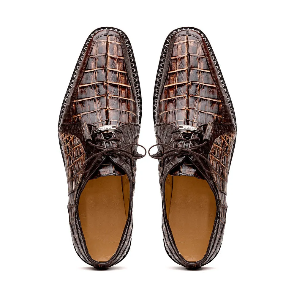 Marco Di Milano Caribe Brown Caiman Crocodile Tail Dress Shoes