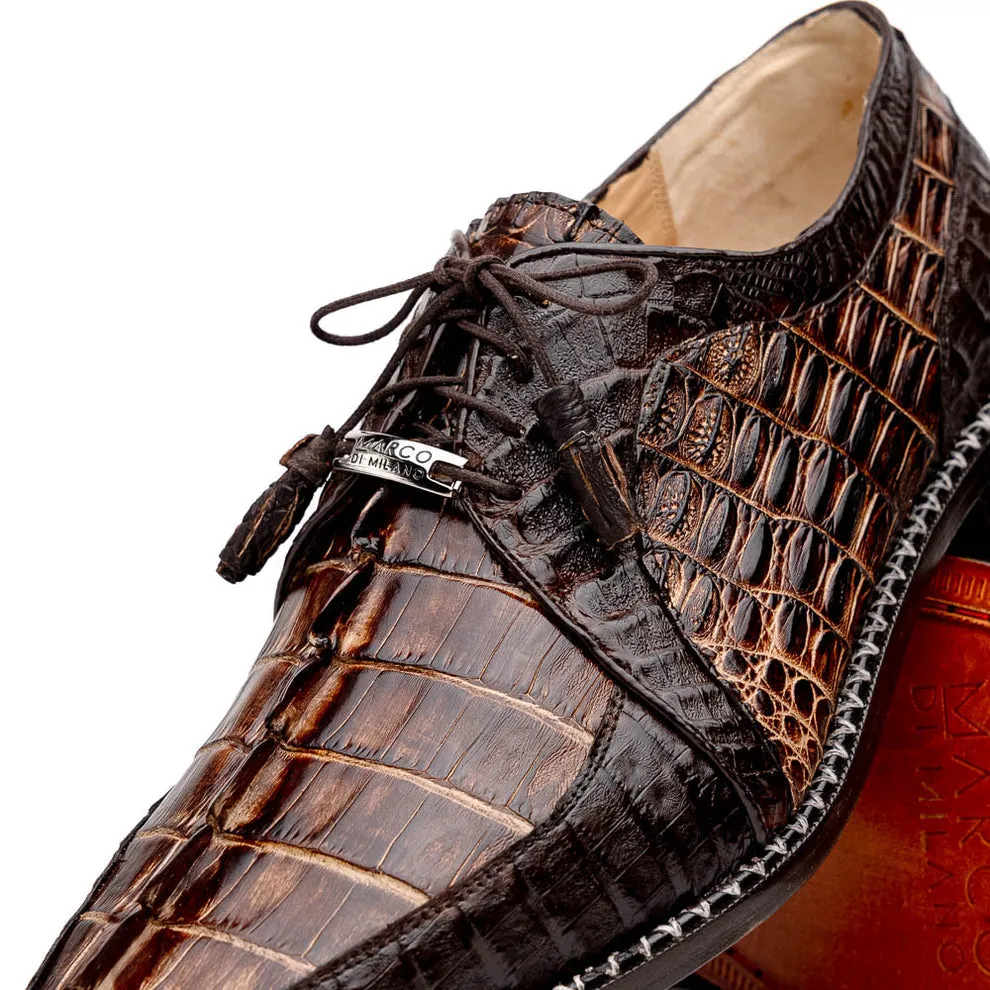 Marco Di Milano Caribe Brown Caiman Crocodile Tail Dress Shoes