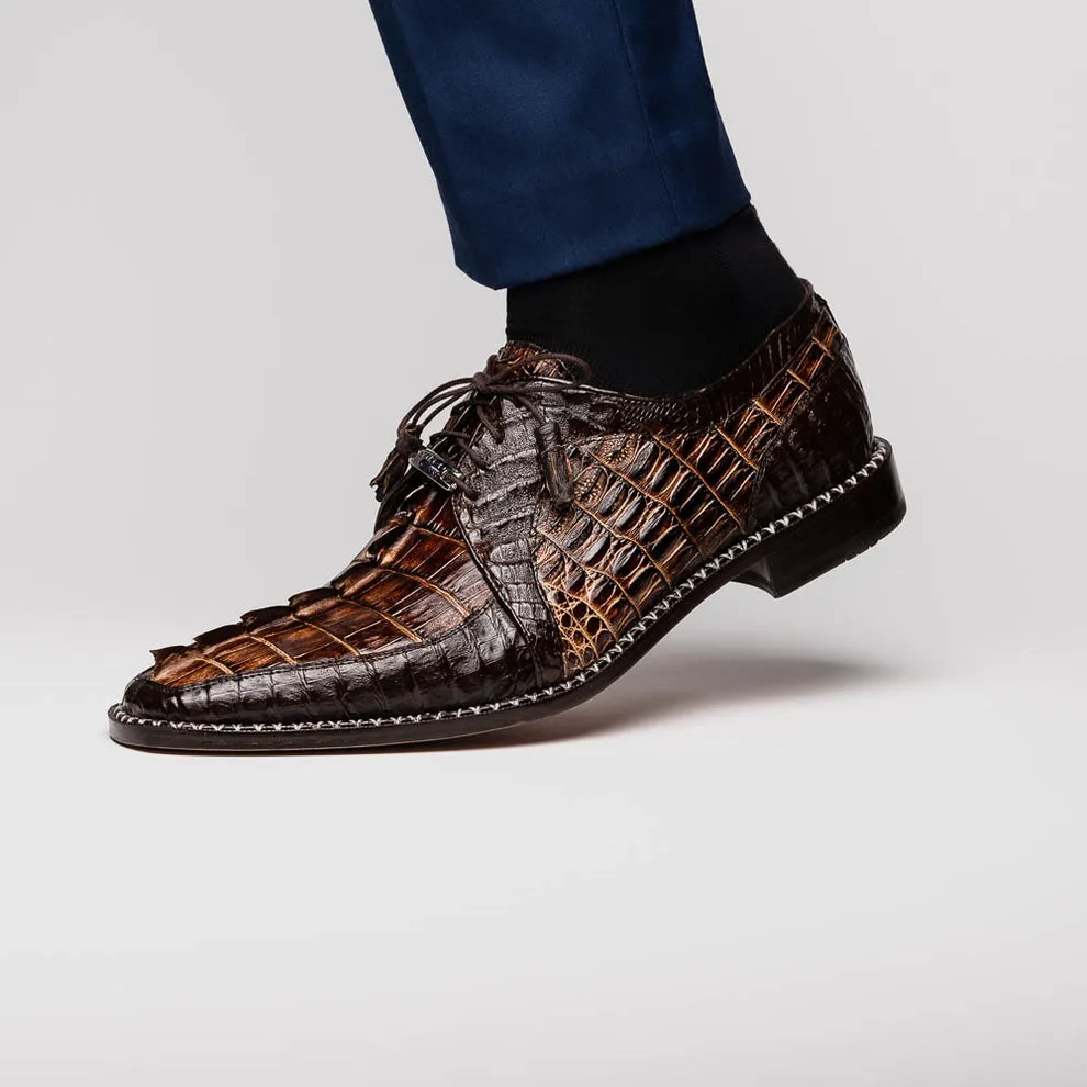 Marco Di Milano Caribe Brown Caiman Crocodile Tail Dress Shoes