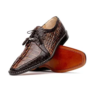 Marco Di Milano Caribe Brown Caiman Crocodile Tail Dress Shoes
