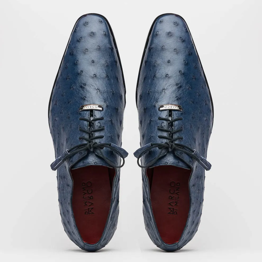 Marco Di Milano Criss Navy Ostrich Quill Dress Shoes