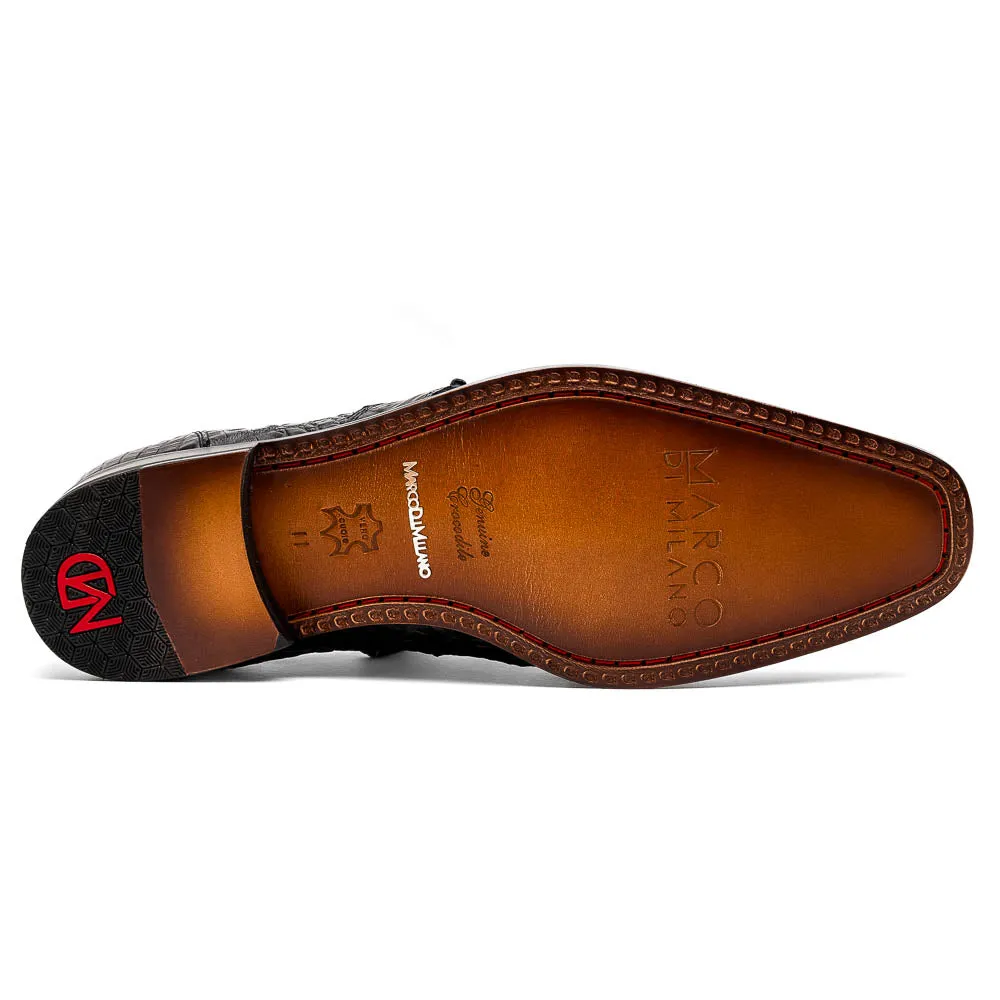Marco Di Milano Lacio in Black Caiman Crocodile Derby Dress Shoes