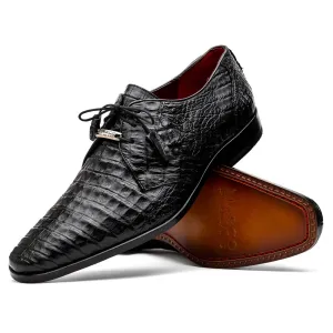 Marco Di Milano Lacio in Black Caiman Crocodile Derby Dress Shoes
