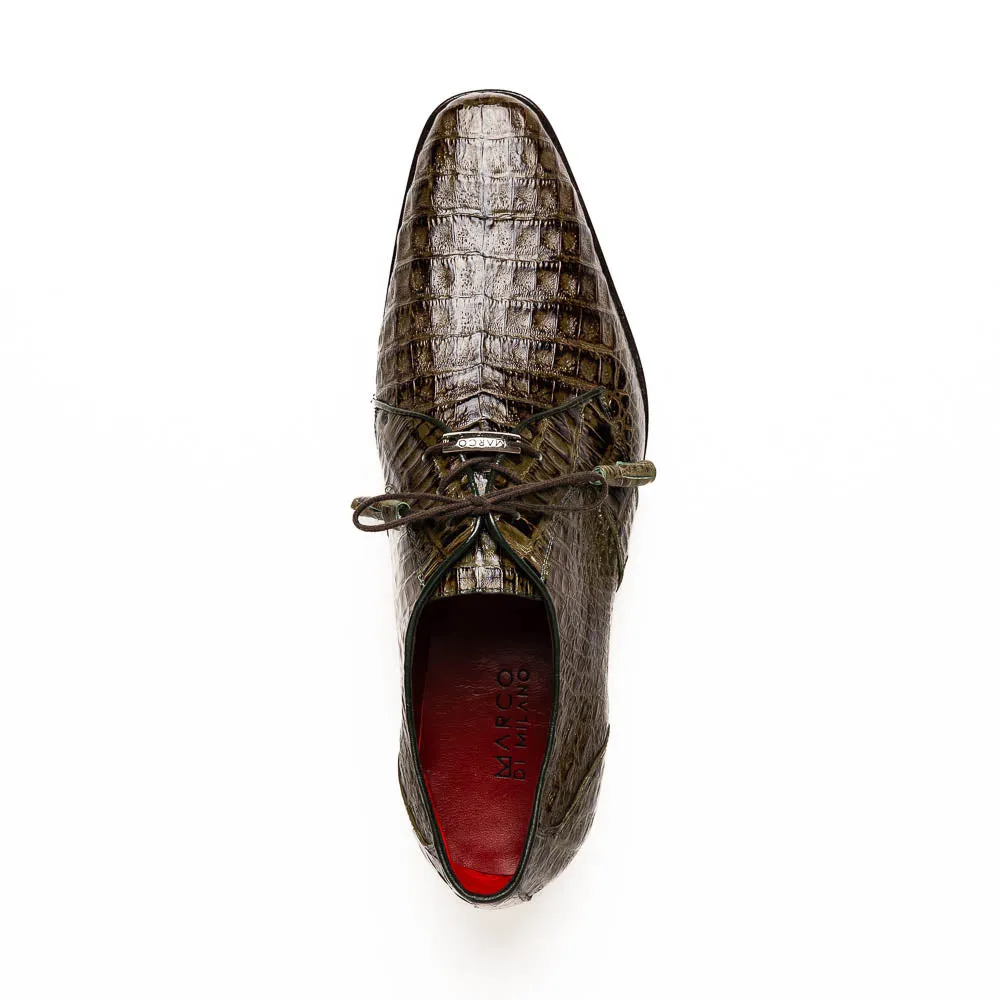 Marco Di Milano Lacio in Wood Green Caiman Crocodile Derby Dress Shoes