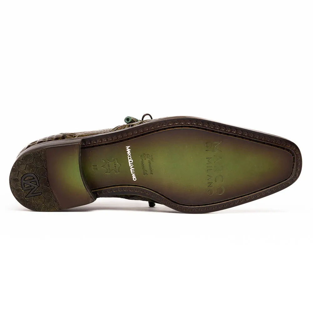 Marco Di Milano Lacio in Wood Green Caiman Crocodile Derby Dress Shoes