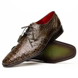 Marco Di Milano Lacio in Wood Green Caiman Crocodile Derby Dress Shoes