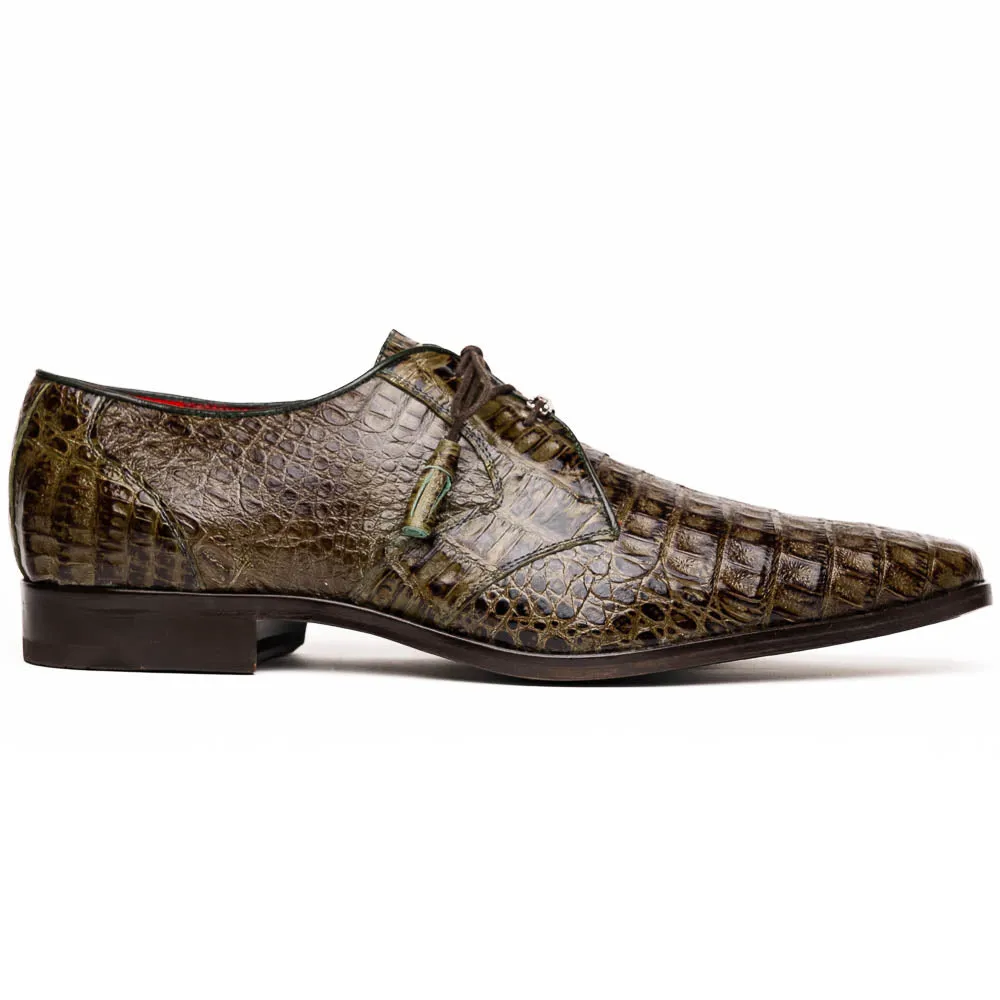 Marco Di Milano Lacio in Wood Green Caiman Crocodile Derby Dress Shoes