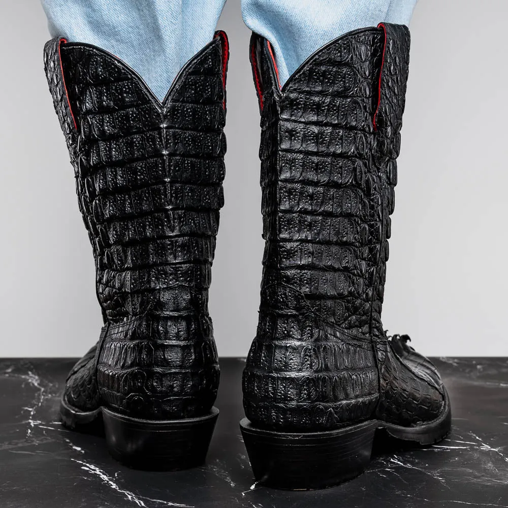 Marco Di Milano Marlboro in Black Crocodile Hornback Boots