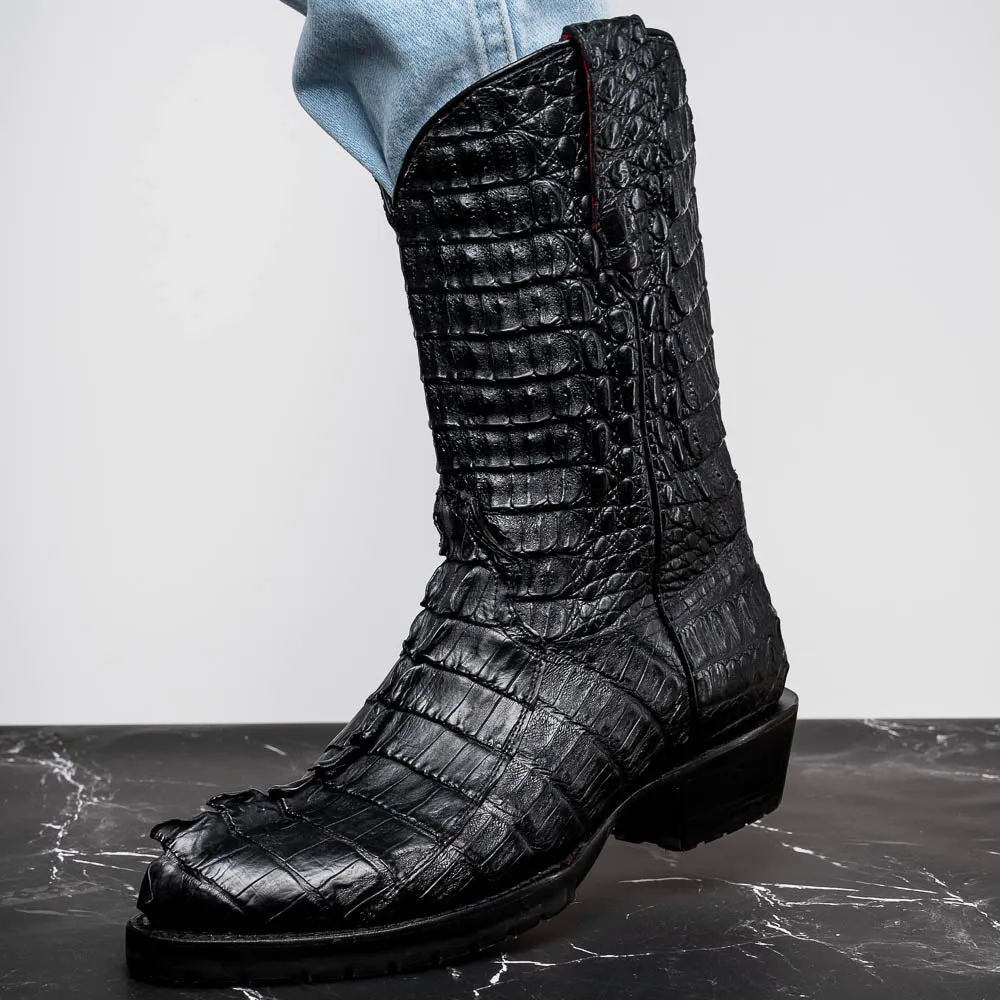 Marco Di Milano Marlboro in Black Crocodile Hornback Boots