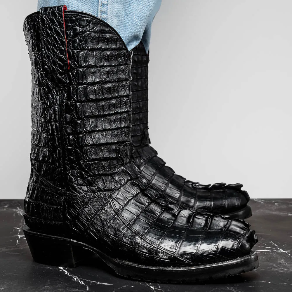 Marco Di Milano Marlboro in Black Crocodile Hornback Boots