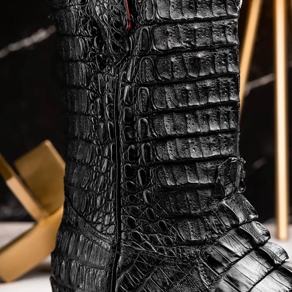 Marco Di Milano Marlboro in Black Crocodile Hornback Boots