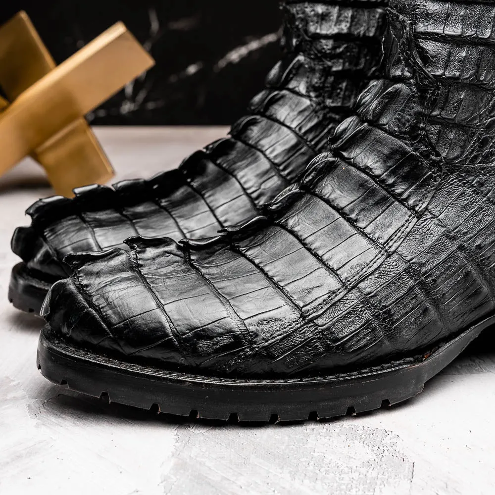 Marco Di Milano Marlboro in Black Crocodile Hornback Boots