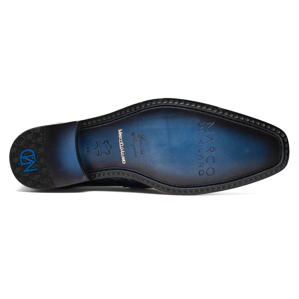 Marco Di Milano Matteo Navy Alligator Penny Loafers
