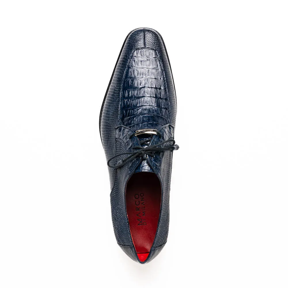 Marco Di Milano Merida in Navy Caiman & Lizard Derby Dress Shoes