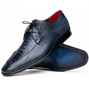 Marco Di Milano Merida in Navy Caiman & Lizard Derby Dress Shoes