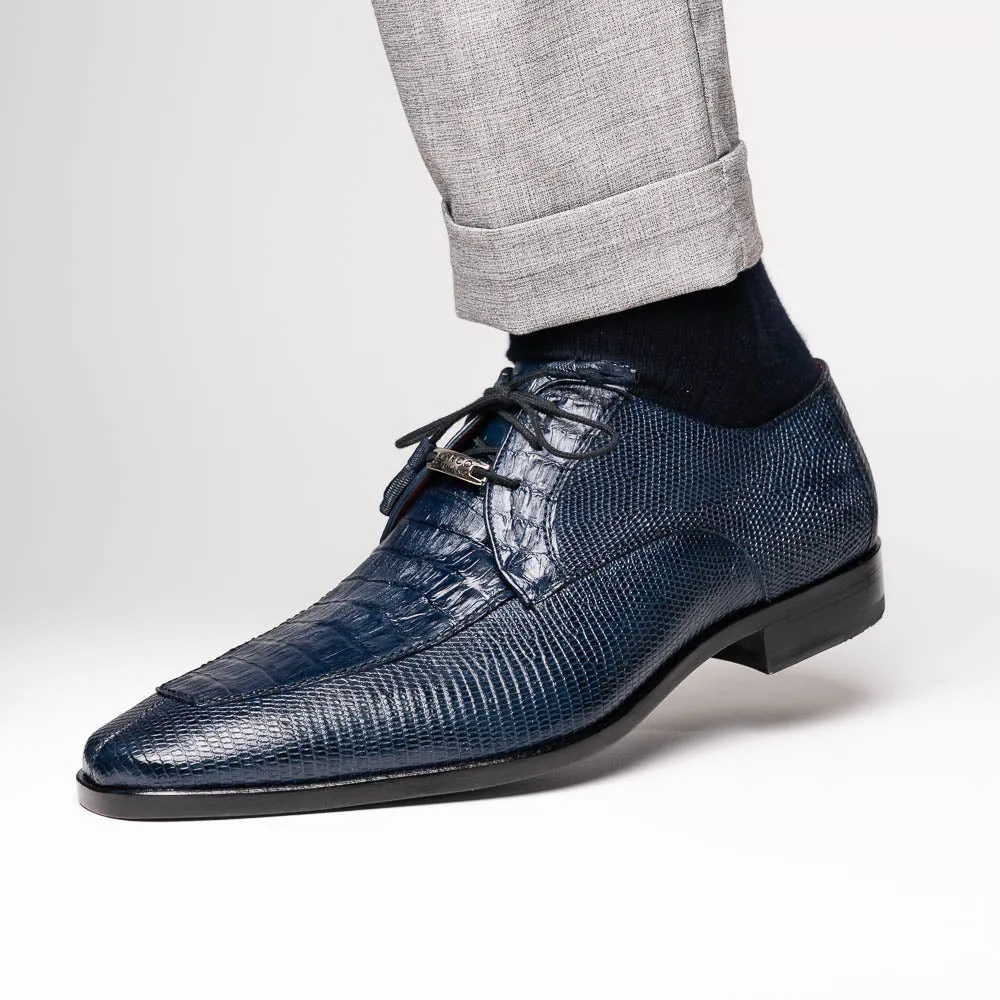 Marco Di Milano Merida in Navy Caiman & Lizard Derby Dress Shoes