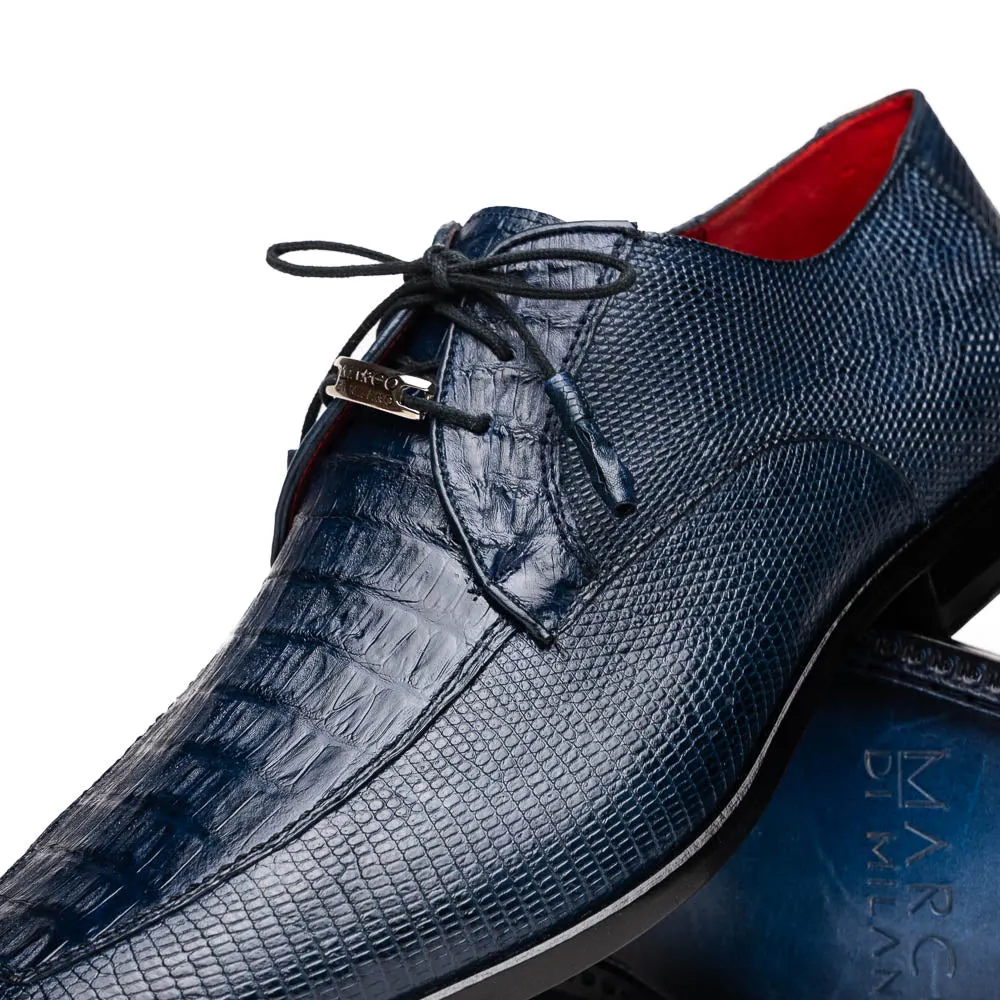 Marco Di Milano Merida in Navy Caiman & Lizard Derby Dress Shoes