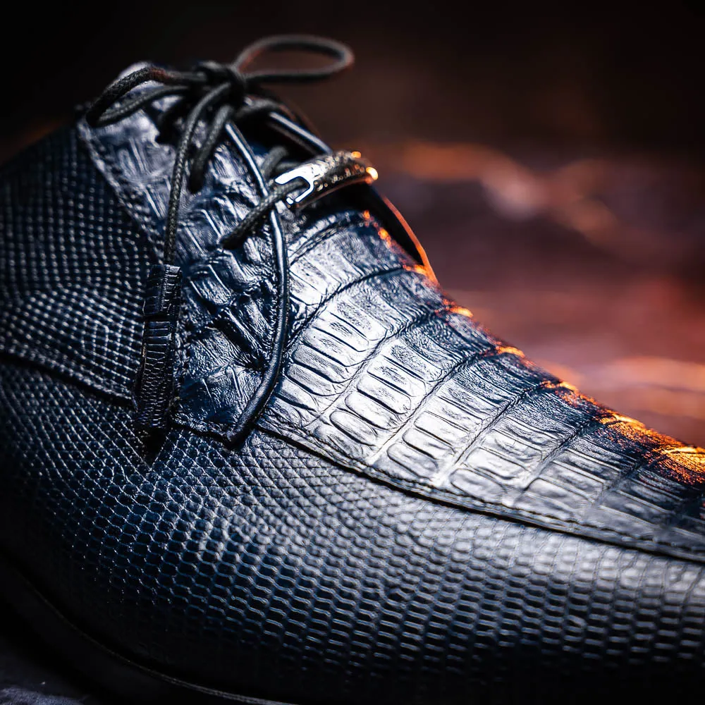 Marco Di Milano Merida in Navy Caiman & Lizard Derby Dress Shoes