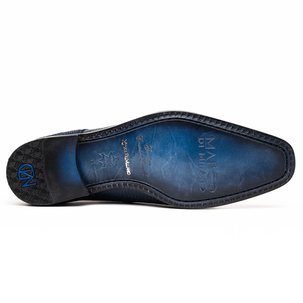 Marco Di Milano Merida in Navy Caiman & Lizard Derby Dress Shoes