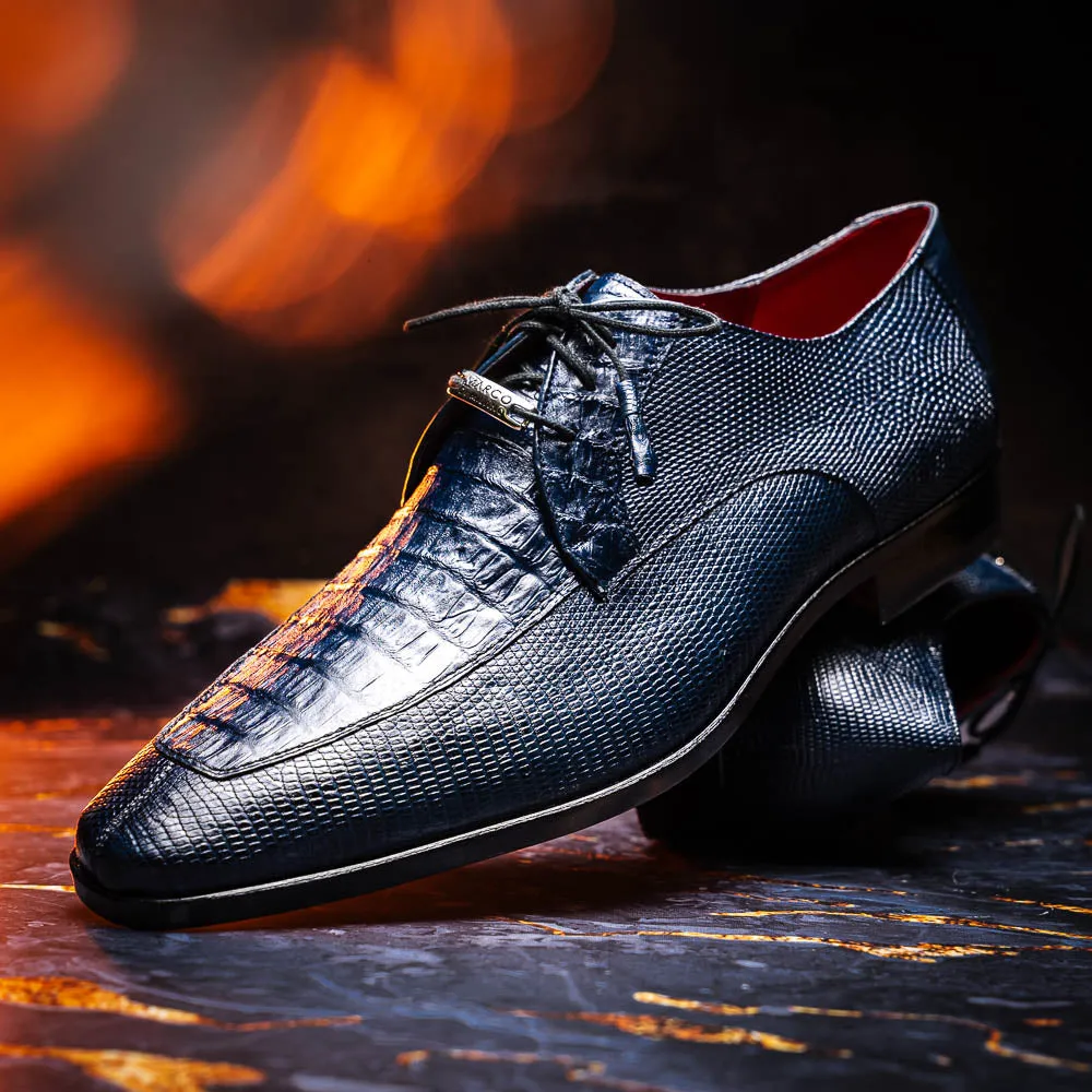 Marco Di Milano Merida in Navy Caiman & Lizard Derby Dress Shoes