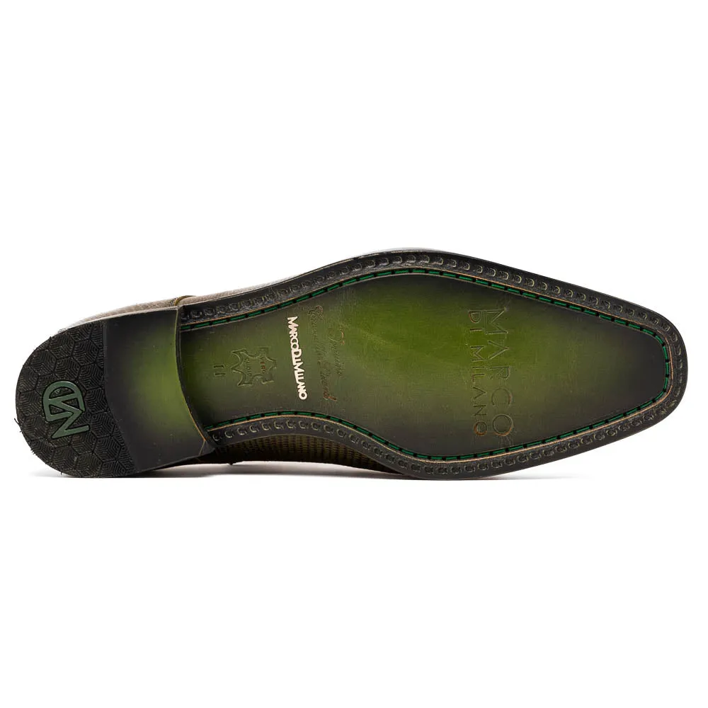 Marco Di Milano Merida in Olive Green Caiman & Lizard Derby Dress Shoes