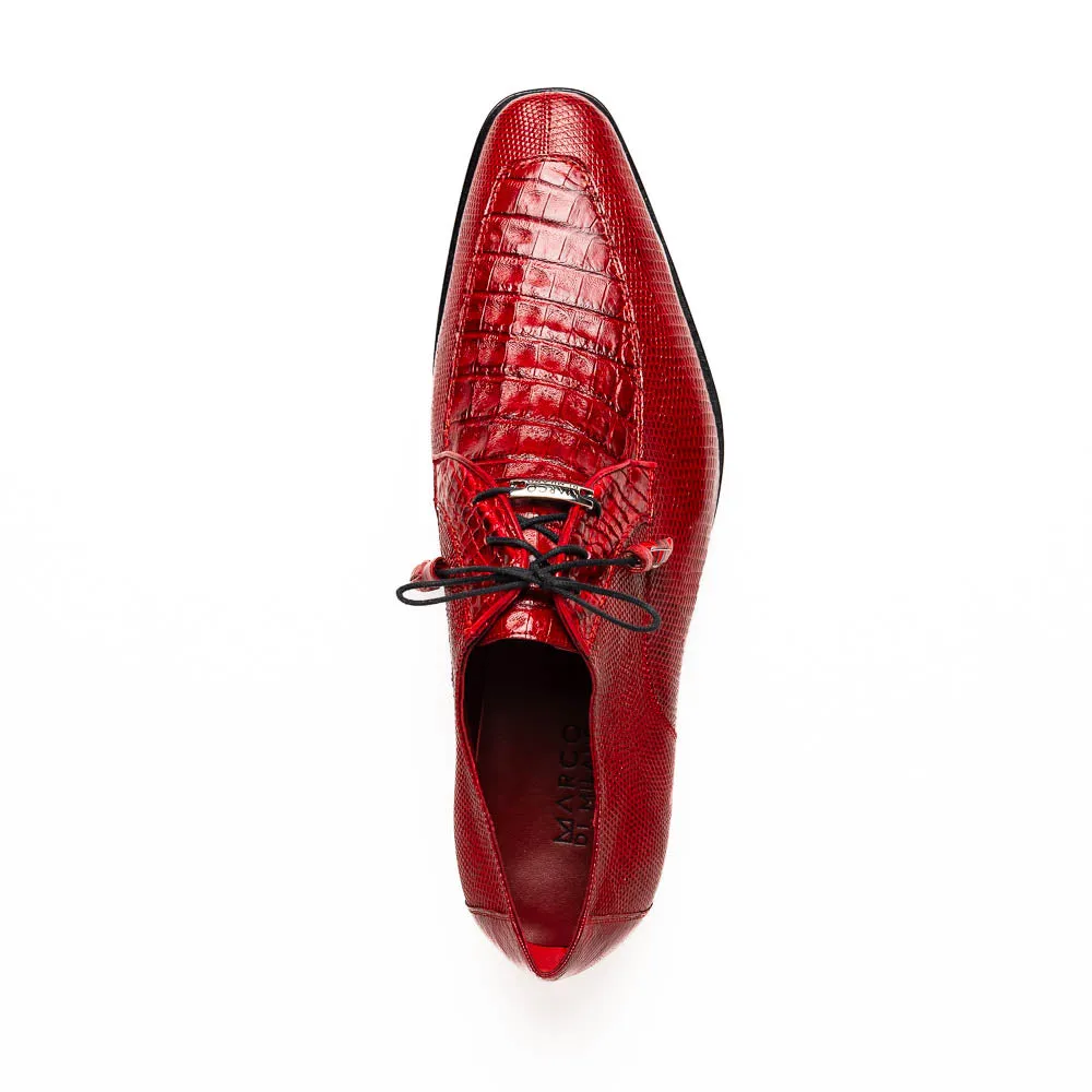 Marco Di Milano Merida in Red Caiman & Lizard Derby Dress Shoes