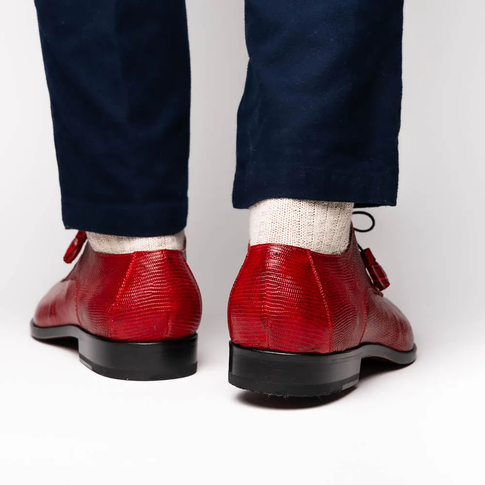 Marco Di Milano Merida in Red Caiman & Lizard Derby Dress Shoes