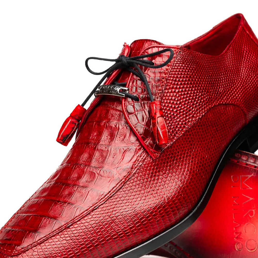Marco Di Milano Merida in Red Caiman & Lizard Derby Dress Shoes