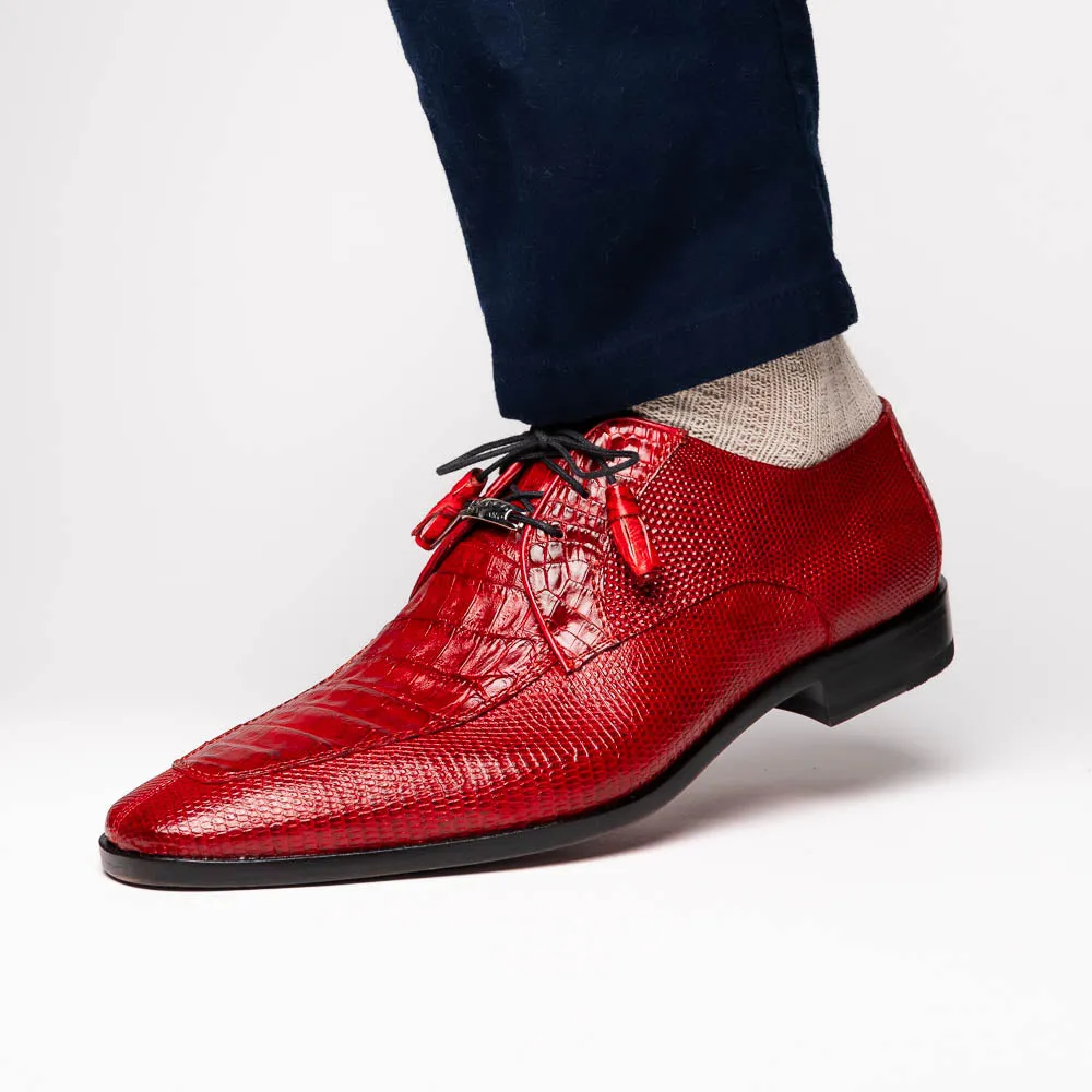 Marco Di Milano Merida in Red Caiman & Lizard Derby Dress Shoes