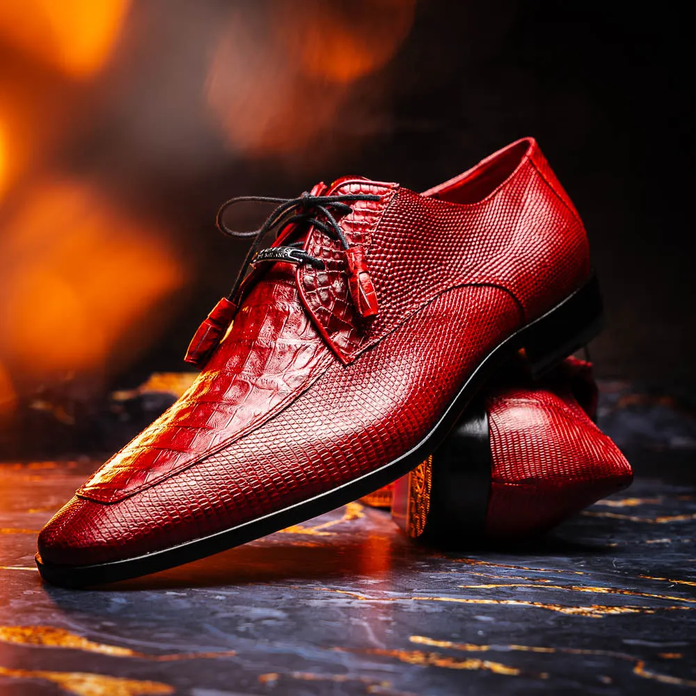 Marco Di Milano Merida in Red Caiman & Lizard Derby Dress Shoes