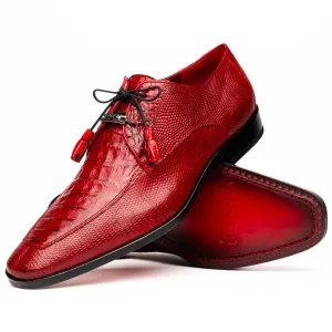Marco Di Milano Merida in Red Caiman & Lizard Derby Dress Shoes