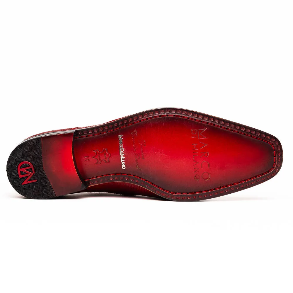 Marco Di Milano Merida in Red Caiman & Lizard Derby Dress Shoes