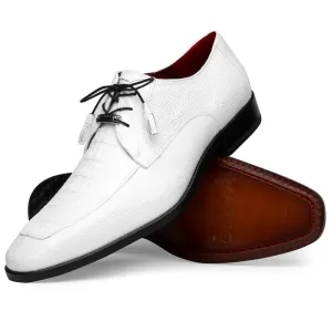 Marco Di Milano Merida in White Caiman & Lizard Derby Dress Shoes