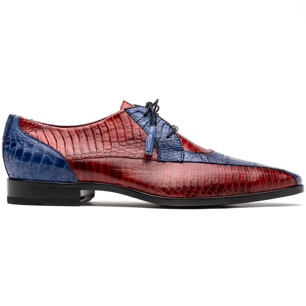 Marco Di Milano Moncalieri in Navy / Red Alligator & Cobra Derby Shoes