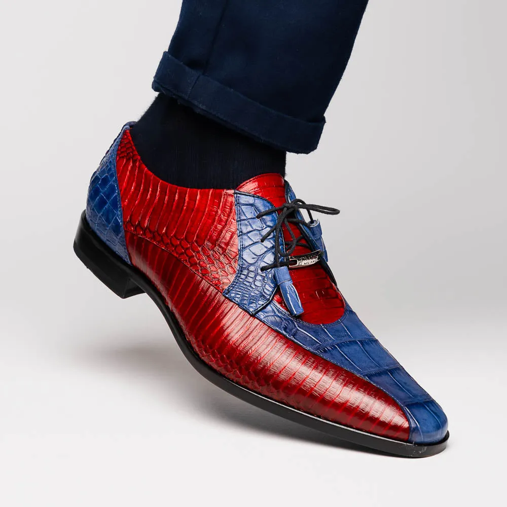 Marco Di Milano Moncalieri in Navy / Red Alligator & Cobra Derby Shoes