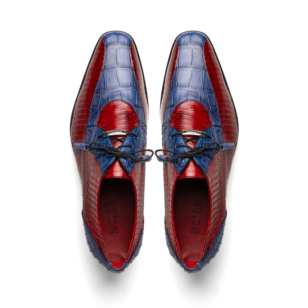 Marco Di Milano Moncalieri in Navy / Red Alligator & Cobra Derby Shoes