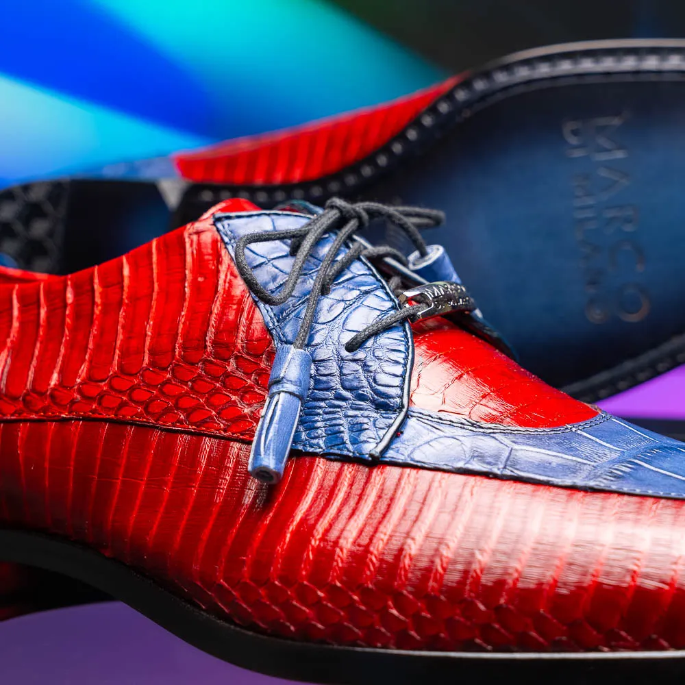Marco Di Milano Moncalieri in Navy / Red Alligator & Cobra Derby Shoes